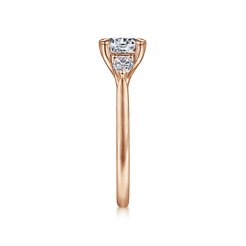 14K Rose Gold Round Three Stone Diamond Engagement Ring