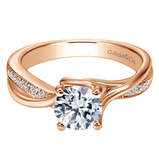 Gabriel - 14K Rose Gold Round Twisted Diamond Engagement Ring