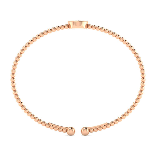 14K Rose Gold Round U Initial Diamond Bujukan Cuff Bracelet