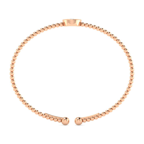 14K Rose Gold Round V Initial Diamond Bujukan Cuff Bracelet