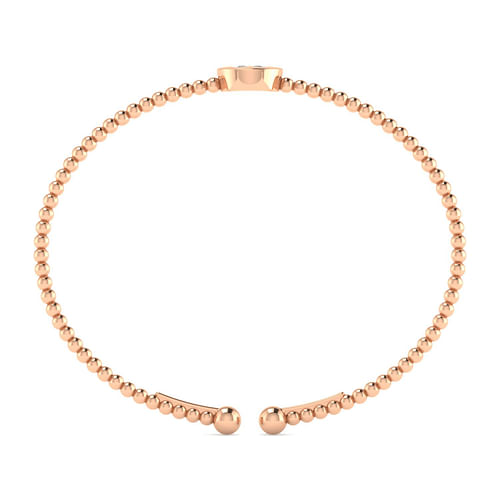 14K Rose Gold Round W Initial Diamond Bujukan Cuff Bracelet