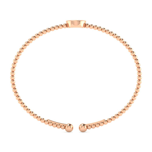 14K Rose Gold Round X Initial Diamond Bujukan Cuff Bracelet