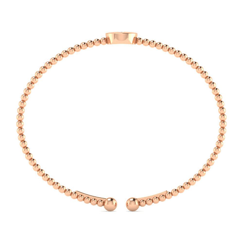 14K Rose Gold Round Y Initial Diamond Bujukan Cuff Bracelet