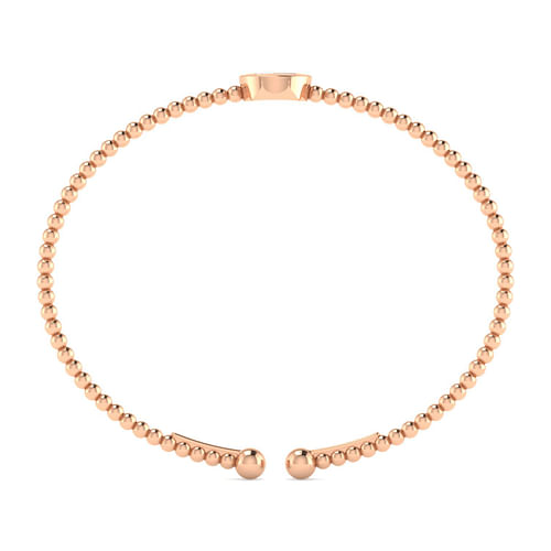 14K Rose Gold Round Z Initial Diamond Bujukan Cuff Bracelet