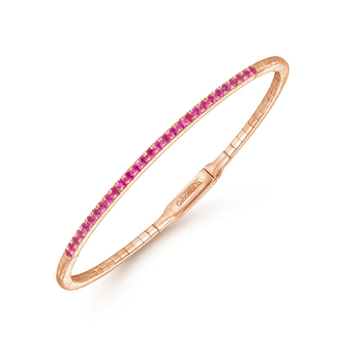 14K Rose Gold Ruby Bangle