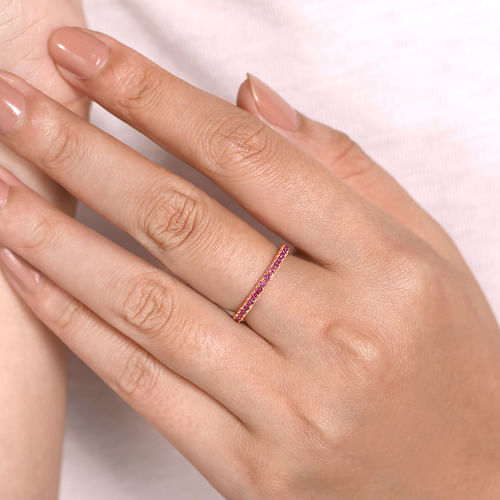 14K Rose Gold Ruby Stackable Ring