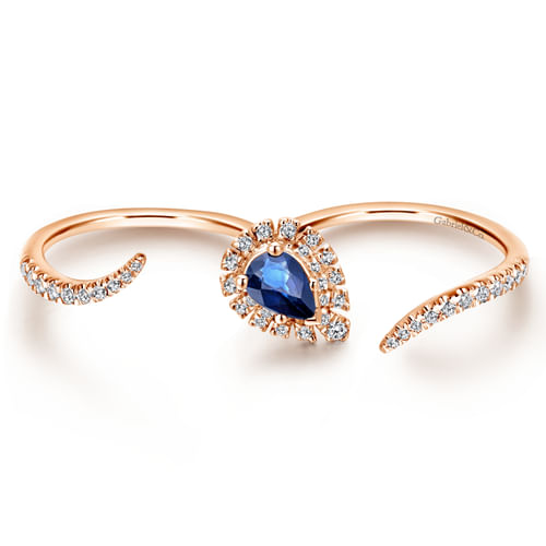 14K Rose Gold Sapphire & Diamond Open Double Ring