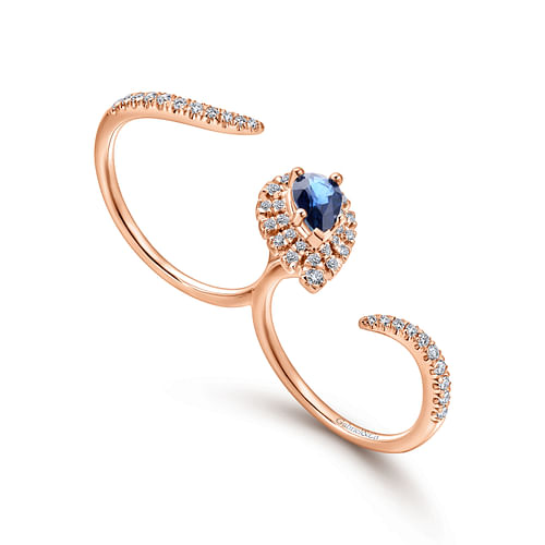 14K Rose Gold Sapphire & Diamond Open Double Ring