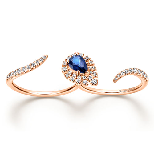 14K Rose Gold Sapphire & Diamond Open Double Ring
