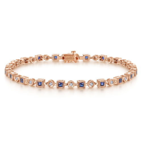 14K Rose Gold Sapphire and Diamond Bracelet