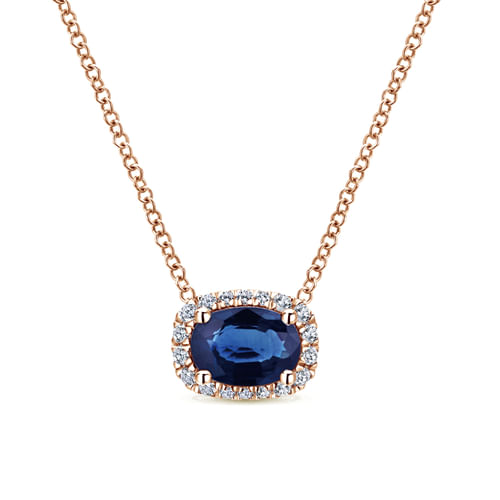 14K Rose Gold Sapphire and Diamond Necklace