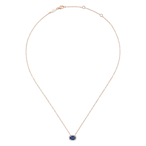 14K Rose Gold Sapphire and Diamond Necklace