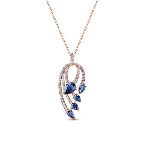 14K Rose Gold Sapphire and Diamond Necklace
