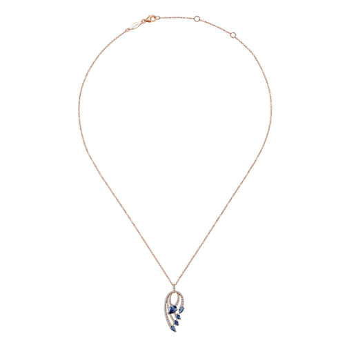 14K Rose Gold Sapphire and Diamond Necklace