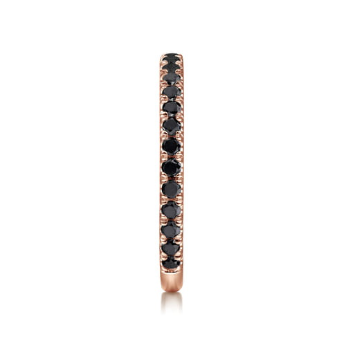 14K Rose Gold Scalloped Black Diamond Stackable Ring