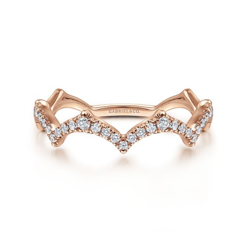 14K Rose Gold Scalloped Diamond Ring
