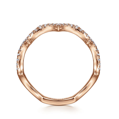 14K Rose Gold Scalloped Diamond Ring
