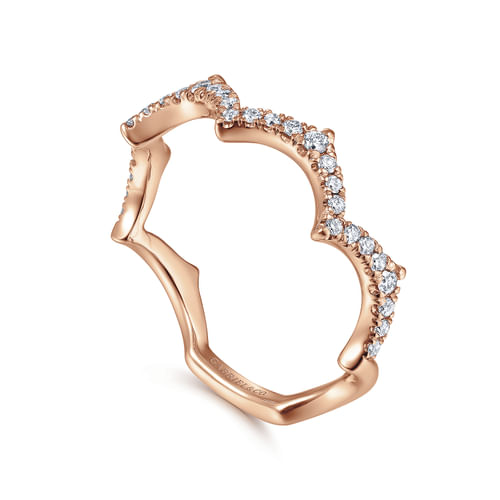 14K Rose Gold Scalloped Diamond Ring