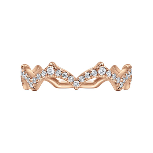 14K Rose Gold Scalloped Diamond Ring