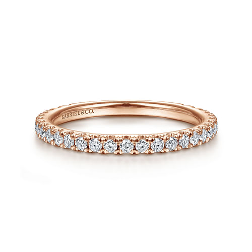 14K Rose Gold Scalloped Diamond Stackable Ring