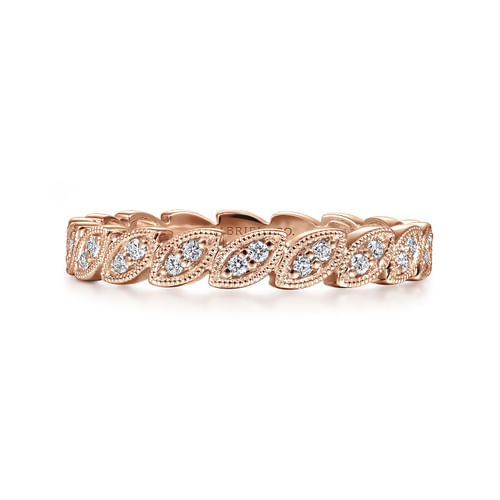 14K Rose Gold Scalloped Marquise Stackable Diamond Ring