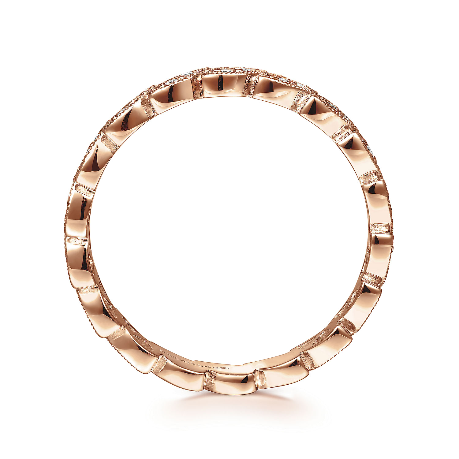 14K Rose Gold Scalloped Marquise Stackable Diamond Ring