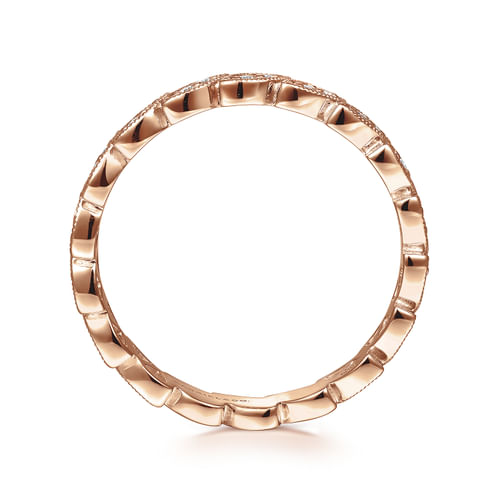 14K Rose Gold Scalloped Marquise Stackable Diamond Ring