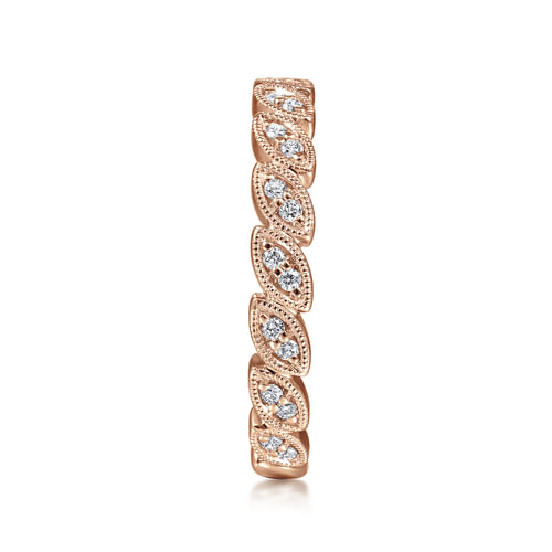 14K Rose Gold Scalloped Marquise Stackable Diamond Ring