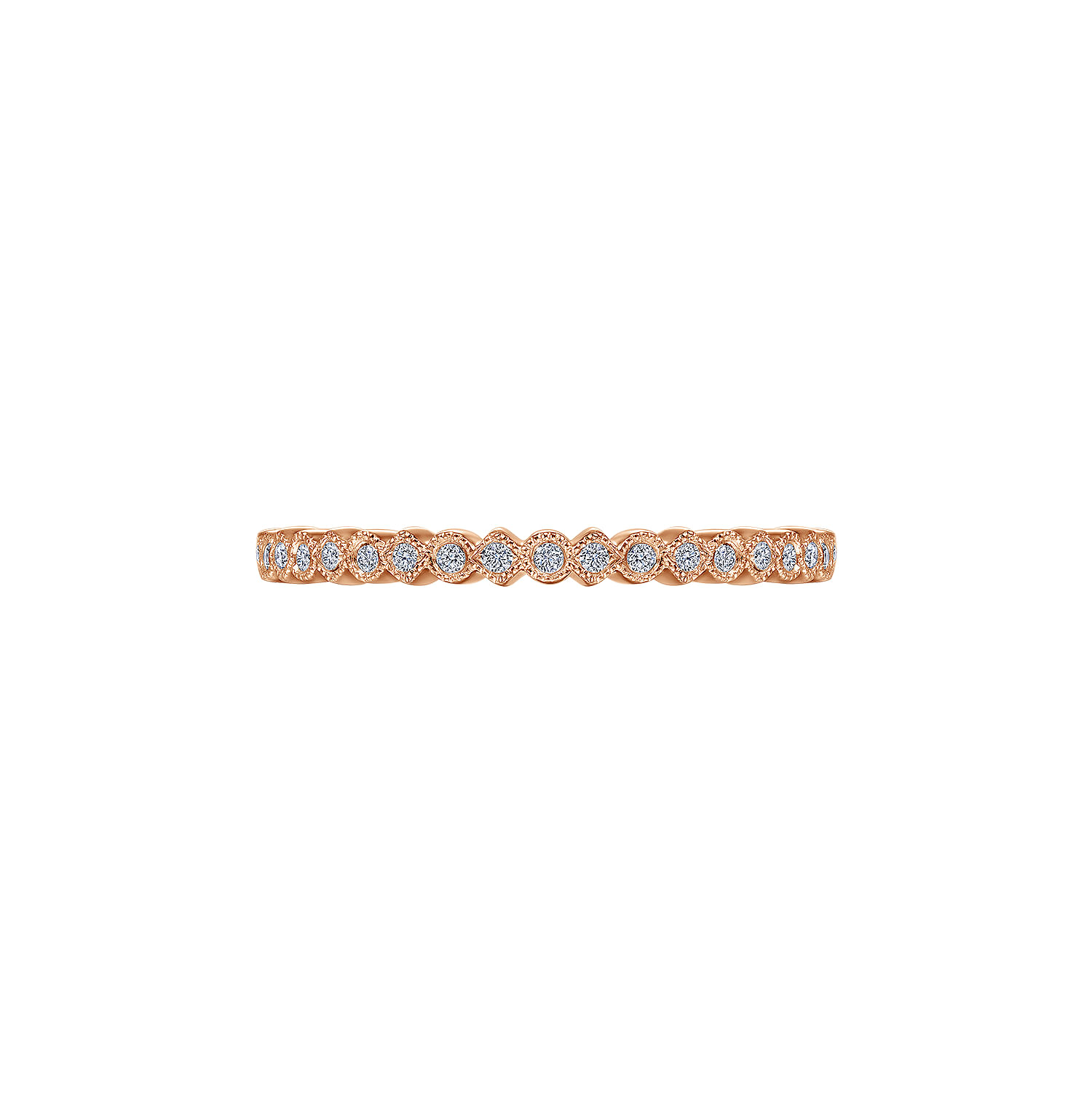 14K Rose Gold Scalloped Stackable Diamond Band Ring