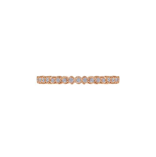 14K Rose Gold Scalloped Stackable Diamond Band Ring