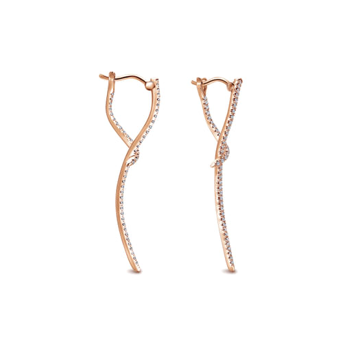 14K Rose Gold Sculptural Diamond Drop Earrings