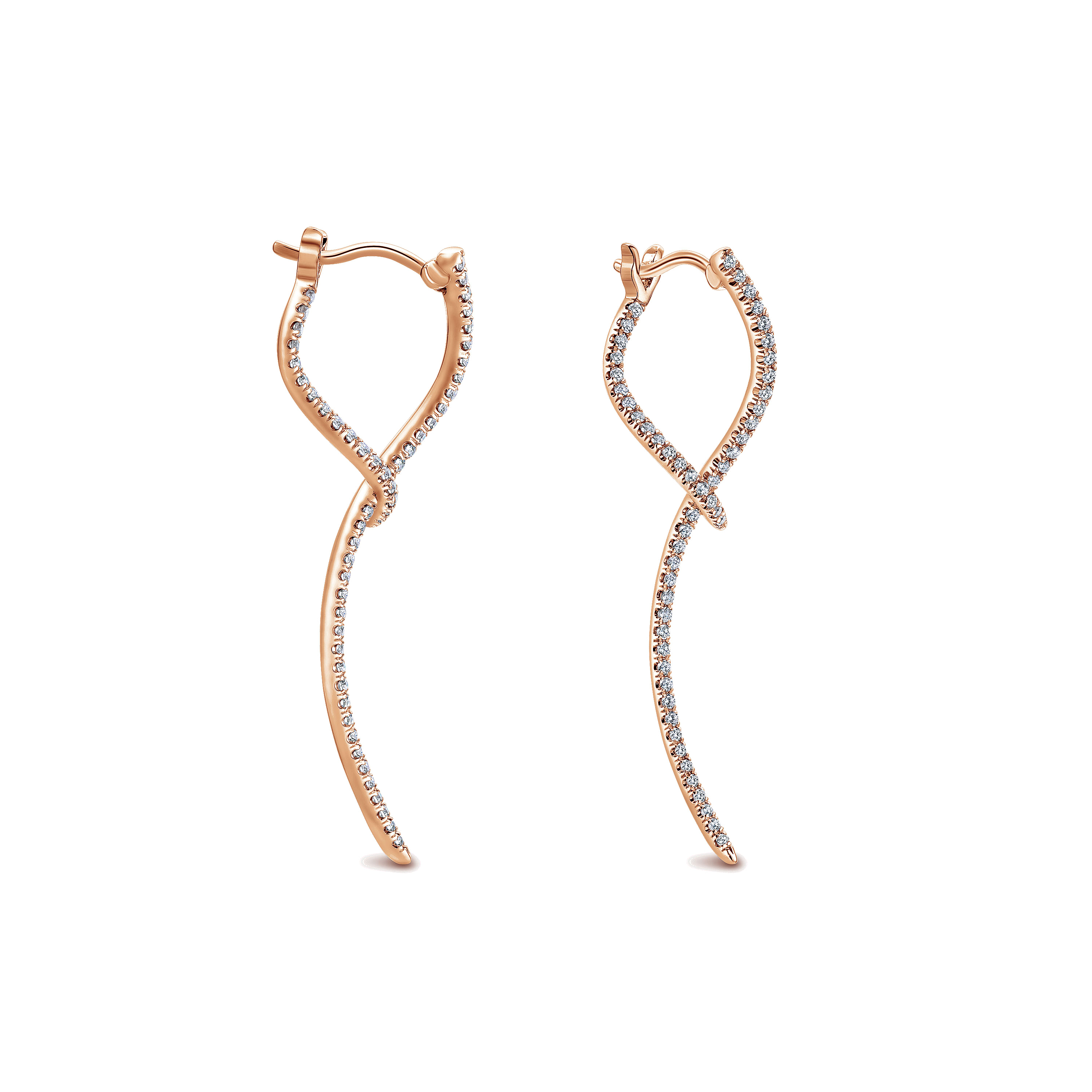 14K Rose Gold Sculptural Diamond Drop Earrings