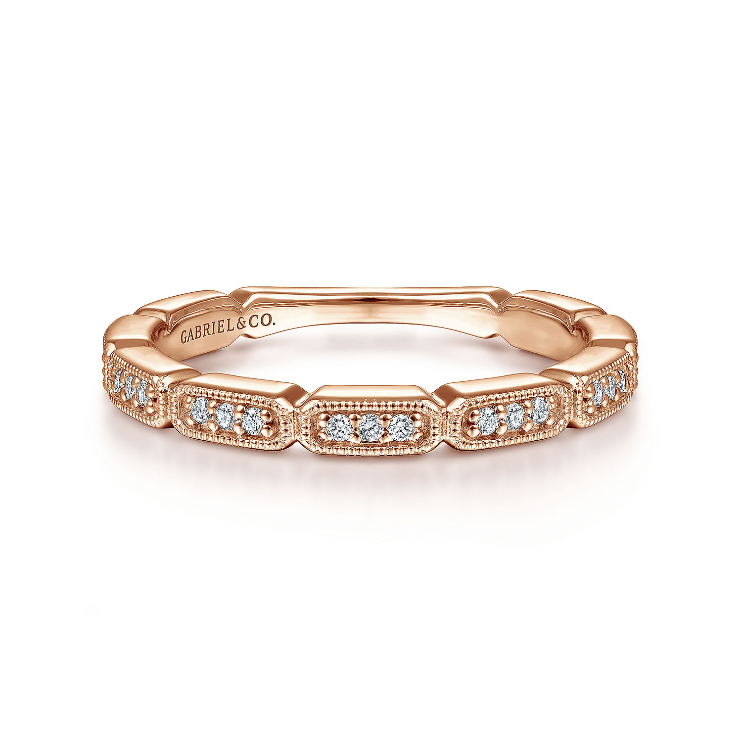 14K Rose Gold Segmented Diamond Stackable Ring