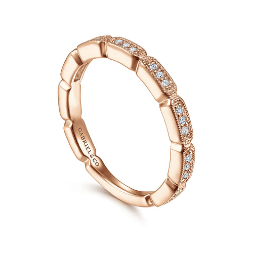 14K Rose Gold Segmented Diamond Stackable Ring