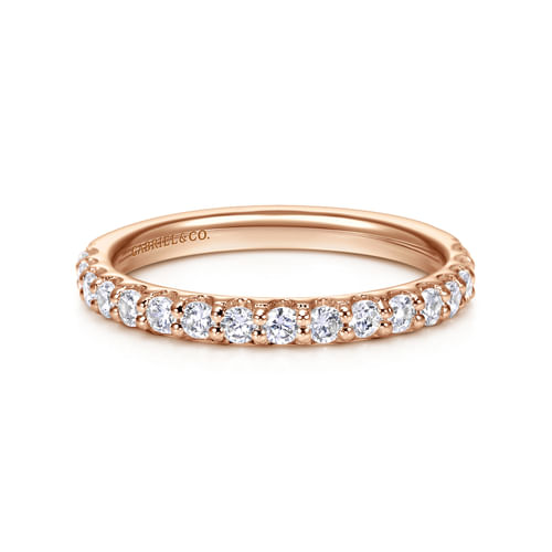14K Rose Gold Shared Prong Diamond Wedding Band