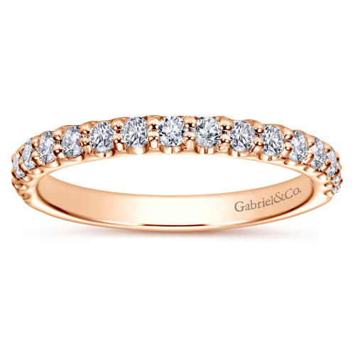 14K Rose Gold Shared Prong Diamond Wedding Band
