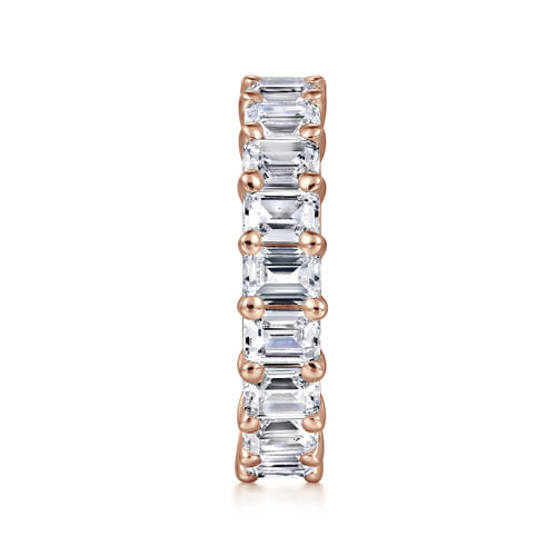 14K Rose Gold Shared Prong Emerald Cut Diamond Eternity Band