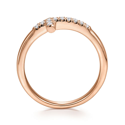 14K Rose Gold Sideway Diamond Cross Ring