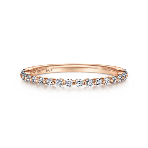 14K Rose Gold Single Prong Diamond Anniversary Band