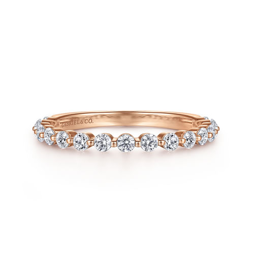14K Rose Gold Single Prong Diamond Anniversary Band