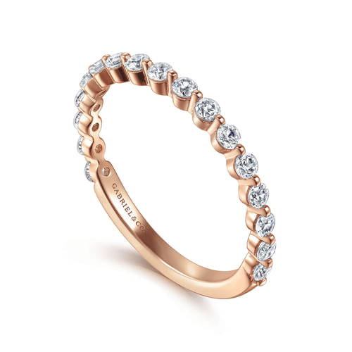 14K Rose Gold Single Prong Diamond Anniversary Band
