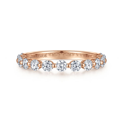 14K Rose Gold Single Prong Diamond Anniversary Band