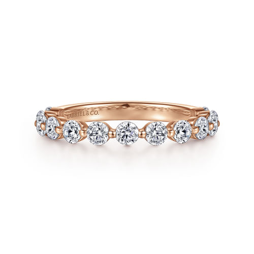 14K Rose Gold Single Prong Diamond Anniversary Band