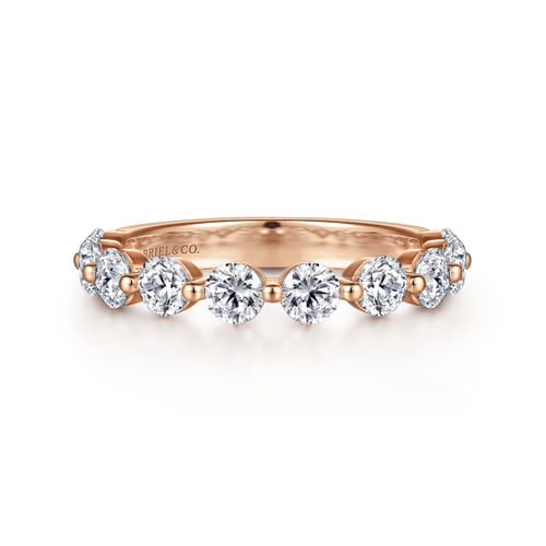 14K Rose Gold Single Prong Diamond Anniversary Band