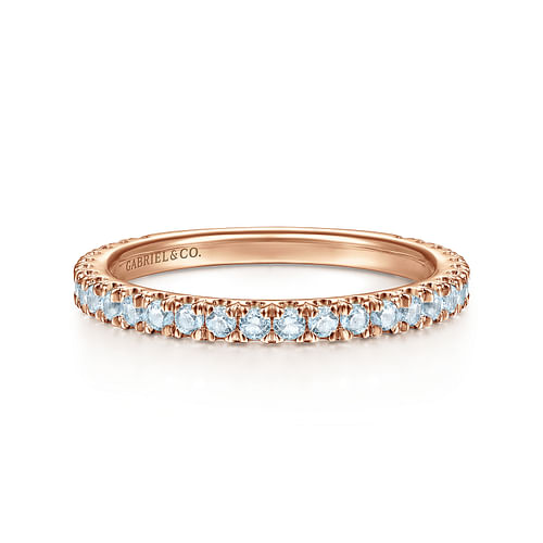 14K Rose Gold Sky Blue Topaz Stackable Ring