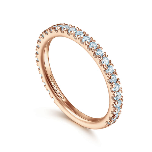 14K Rose Gold Sky Blue Topaz Stackable Ring