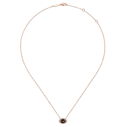 14K Rose Gold Smoky Quartz and Diamond Necklace