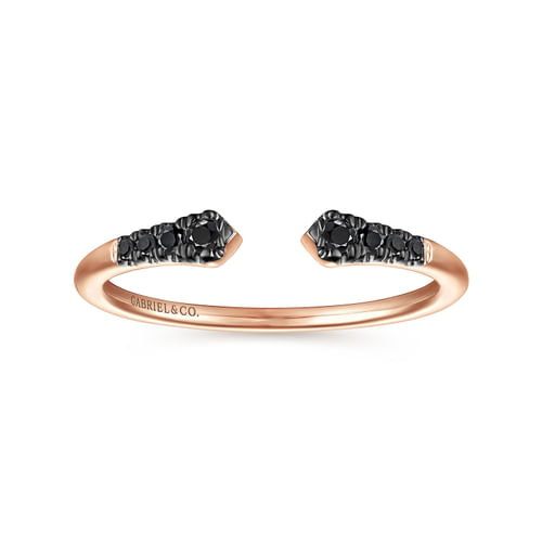 14K Rose Gold Split Black Diamond Stackable Ring