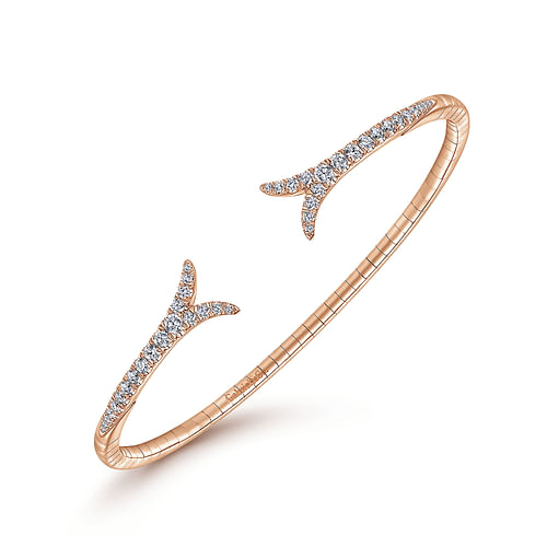 14K Rose Gold Split Diamond Bangle