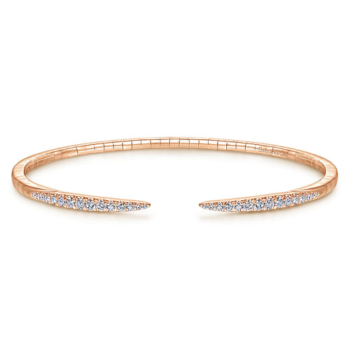 14K Rose Gold Split Diamond Spike Bangle